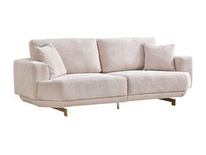 Canapé convertible moderne en forme de L à trois places avec revêtement en tissu côtelé et pieds en bois pour appartement, maison, hôtel - Product Image 3