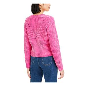 Cardigan Corto Rosa da Donna Bar III con Scollo a V, Traspirante e Caldo con Decorazione a Bottoni Traforati, Stile Casual da Club per Autunno - Product Image 2