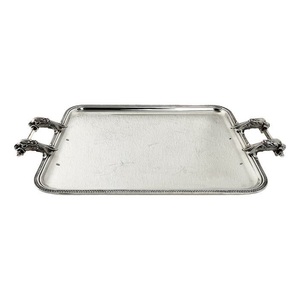 Bandeja de Metal plateada Vintage recién llegada, diseño atemporal para bandeja para servir comida, Decoración de mesa, tamaño personalizado, Color de forma - Product Image 3