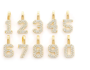 Minimalist 18K Rose <b>Gold</b> Moissanite <b>Number</b> Pendant Custom Lucky <b>Number</b> Charm Personalized Numeric Pendants At Manufacturer Price - Product Image 3