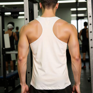Wholesale Men's Casual Knitted Tank Top Custom <b>Logo</b> 100% Cotton Breathable Quick Dry Workout Gym Y Back Stringer - Product Image 2