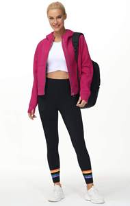 Sweat-shirt à capuche zippé intégral pour femme, en laine, pour l'entraînement hivernal, avec poche, trou pour le pouce, logo sur le devant - Product Image 4