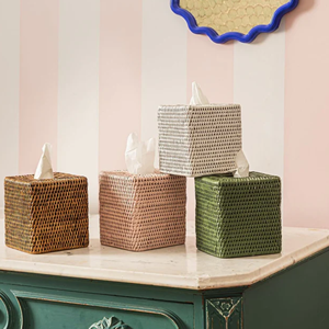 Boîte à mouchoirs blanche boîte à mouchoirs en rotin carré tissé à la main porte-mouchoirs en osier vaisselle de fête décor de Table en gros du Vietnam - Product Image 5