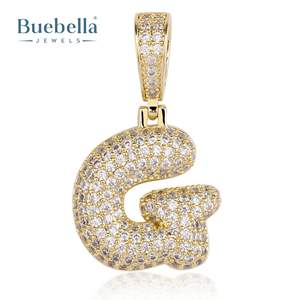 Bijoux Hip Hop personnalisés en argent 925 plaqué or 18 carats glacé 26 lettres à bulles pour Mwe - Product Image 1