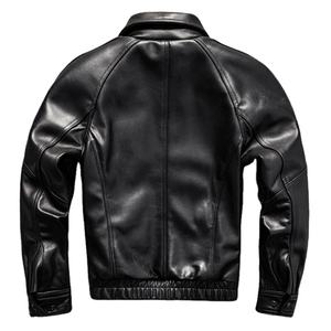 High End Custom Cotton Filled 100% <b>Genuine</b> Leather <b>Nylon</b> Men Jackets Zipper Closure Vintage Style Casual Wear Men Leather Jacket - Product Image 2