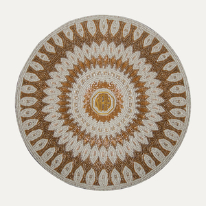 Napperons perlés élégant tapis rond en coton pour manger à la main décor de Table exportateur usine en vrac en gros fabricant indien - Product Image 5