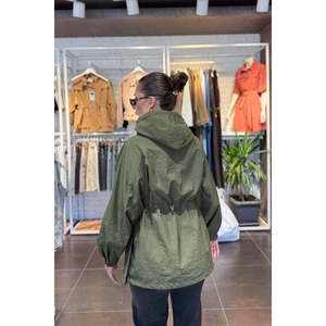 Drawstring <b>Hooded</b> <b>Raincoat</b> 6319 - Khaki - Product Image 4
