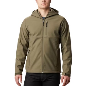 Veste Softshell imperméable de couleur unie, fournisseur d'usine professionnel en gros OEM, veste en toile teinte unie en polyester pour hommes - Product Image 1