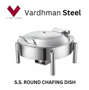 Plat à réchaud rond en acier inoxydable de qualité supérieure, 7 L, idéal pour la restauration et les grands rassemblements, plat à réchaud rond en acier de 7 L - Product Image 4