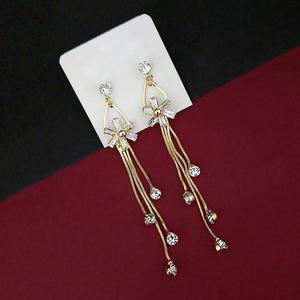 Urthn AD Stone Boucles d'oreilles pendantes plaquées or Drop Stud Design Style religieux pour les fêtes en laiton Zircon Pearl Diamond Stone - Product Image 1