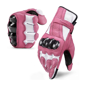 Couleur rose-blanc coupe-vent nouveau hiver réchauffé imperméable moto course équitation gant antidérapant moto cuir gants - Product Image 1