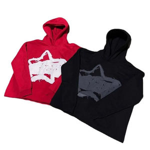 Sweat à capuche unisexe personnalisé surdimensionné délavé à l'acide avec patch brodé, ourlet brut, fermeture éclair, coton/polyester imperméable pour homme, hiver - Product Image 2