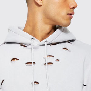 เสื้อมีฮู้ดผู้ชาย, เสื้อมีฮู้ดผ้าคอตตอนผ้าเทอร์รี่สไตล์ฮิปฮอปปักมาใหม่สำหรับฤดูหนาววิ่งกลางแจ้ง - Product Image 3