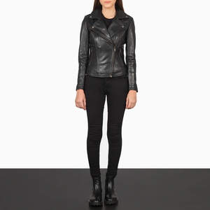 Chaqueta de moto de piel auténtica personalizada para Mujer | Ropa de abrigo ajustada a la moda | OEM, ODM, fabricante al por mayor - Product Image 3