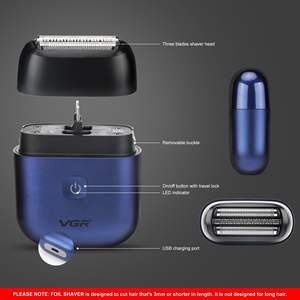 Mini rasoir électrique compact pour hommes, rasoir à barbe portable sans fil, rasoir de voyage étanche IPX7 pour le rasage de la nuque - Product Image 3