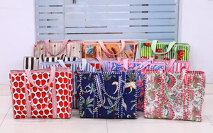 Sac fourre-tout en tissu imprimé à la main en Inde, matelassé, pour femmes, mode hiver-été, sac à main, sac à bandoulière, fleurs multicolores - Product Image 2