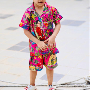 Robe de nuit pour enfants coton pur fait à la main beau costume de nuit en coton imprimé vêtements d'été vêtements décontractés - Product Image 1