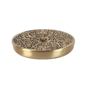 กล่องเครื่องเทศออกแบบด้วยโลหะทองเหลืองเคลือบด้วยทองดีไซน์แกะสลักสวยงาม - Product Image 2