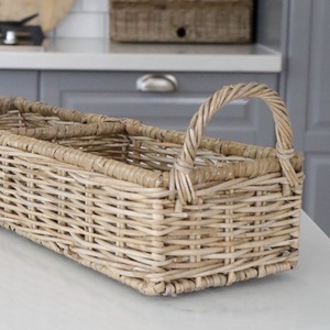 Panier multifonctionnel moderne en rotin naturel à 3 compartiments, écologique, pour le rangement dans la cuisine - Product Image 3