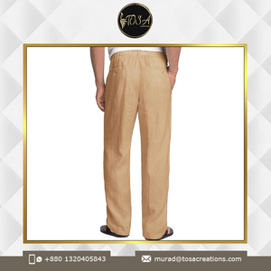 Véritable exportateur de pantalons et pantalons en lin de qualité supérieure à la demande, de conception personnalisée, légers et à cordon de serrage pour hommes - Product Image 2