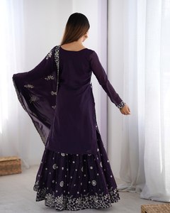 Sharara Salwar Kameez Tradicional de Diseñador, Bordado, para Mujer, en Georgette, para Fiesta/Playa, de Secado Rápido, Corte Regular, ZAIN EXPORTS - Product Image 2
