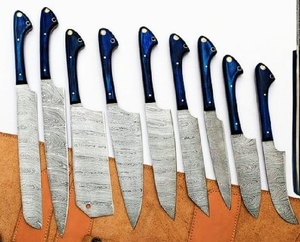 Ensemble de chef en acier damas de haute qualité fait à la main professionnel personnalisé ensemble de couteaux de cuisine avec étui en cuir - Product Image 1