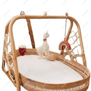 Handcrafted หวายเตียงสัตว์เลี้ยงสุนัขเก้าอี้โซฟาหัตถกรรมสําหรับสุนัขแมวสัตว์เลี้ยงสบายที่นอนสตูลกระดูกฝังคอนโซล - Product Image 3