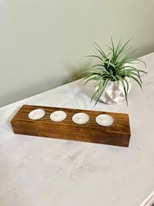 Porte-bougie en bois conique artisanal Décoration en bois naturel moderne Élégant support de lumière de table Accent lumineux rustique pour la maison Indien - Product Image 3