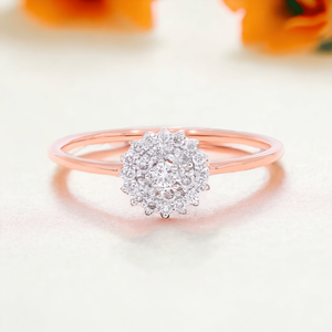 Anillo romántico de racimo de diamantes cultivados en laboratorio de oro rosa de 14K con diamantes redondos de corte brillante OEM al por mayor - Product Image 1