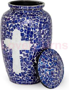 โกศศพโคมไฟแดง โมเสค โลหะ อลูมิเนียม สีฟ้า สําหรับเถ้ามนุษย์ - Product Image 1