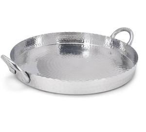 Hot Selling Hammered Stainless Steel with <b>Golden</b> HandlesTray Metal Tray for <b>Wedding</b> <b>Anniversary</b> Centerpiece. - Product Image 6