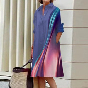 Producto nuevo de otoño 2025, <span class=keywords><strong>vestido</strong></span> Midi de manga larga con cuello de camisa estampado de <span class=keywords><strong>lunares</strong></span> a la moda y elegante - Product Image 2