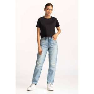 กางเกงยีนส์สตรีทแวร์วินเทจ WM-JNS-WS24-011 ผ้าเดนิมระบายอากาศ เอวสูง ไซส์ใหญ่ เอวกลาง ขาดรุ่ย ซักได้ พิมพ์ลาย สำหรับฤดูร้อน - Product Image 2