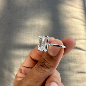Anillo Chapado en plata de ley 925 sólida, anillo de compromiso de diamante radiante de 5 quilates, un gran diamante para anillo de moda para mujer - Product Image 2