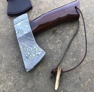 Hacha Vikinga de Acero de Damasco Industrial Hecha a Mano, Hacha Tomahawk con Cabeza de Hacha, Mango de Madera de Fresno Personalizado, Supervivencia al Aire Libre - Product Image 2
