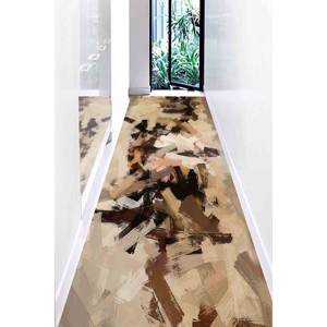 Tapis aux tons bruns abstraits : Tapis de salon imprimé en 3D, Tapis en chenille - Product Image 5