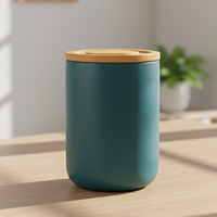 Recipientes de Cerámica de Alta Calidad 3460042, Estilo Nórdico, Herméticos, para Té, Café y Azúcar, con Tapa de Bambú, Duraderos, de Porcelana, para Mantener la Frescura