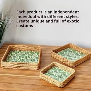 Ensemble de trois pièces de nouveaux plateaux imprimés en émail en bois tissé rectangulaire pour comptoir de cuisine et restaurant et hôtel - Product Image 6