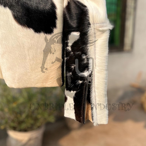 Natural Hair-On-Hide Cow Skin Leather <b>Biker</b> <b>Jacket</b>-Premium Quality Heated Breathable Windproof Winter Coat - Product Image 6