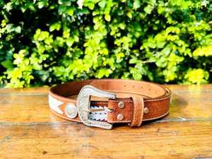 Ceinture unisexe en cuir véritable de haute qualité, design classique western concho, fabrication artisanale, outil de panier Sallu Binai - Product Image 2