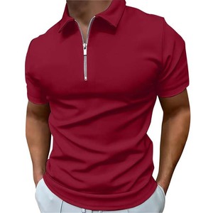 Men's Plus Size Solid Color Knitted Short Sleeve Polo <b>Shirt</b> With Zipper <b>Collar</b> And Front Pocket Casual Style - Product Image 3