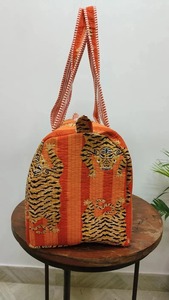 กระเป๋าผ้านวมผ้าฝ้ายลายเสือสีส้มอินเดียกระเป๋าเดินทางลำลองแนวสปอร์ตสำหรับผู้หญิงเป็นมิตรกับสิ่งแวดล้อม - Product Image 3