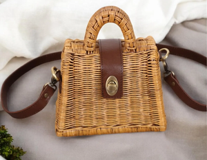 Bolso de hombro de ratán para mujer, bolso de mimbre, bolso artesanal, bolso de hombro tejido a mano - Product Image 1