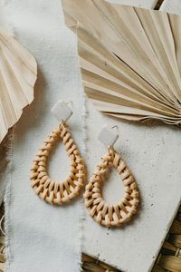 Tendance chaude 2024 boucle d'oreille en rotin artisanat-boucle d'oreille en rotin boucle d'oreille tissée à la main du Vietnam à l'usine - Product Image 6