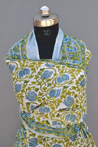 New Arrival Lightweight Cotton Neck <b>Wrap</b> Scarf Hand Block Print Summer Pareo Perfect Gift for Her for Autumn - Product Image 2