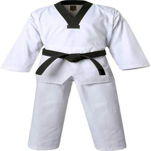 Uniforme de Entrenamiento Básico de Taekwondo, MMA, Artes Marciales y Karate, Unisex para Adultos, Cuello en V, de la Mejor Calidad, con Logotipo Personalizado, Negro, Poliéster/Algodón - Product Image 1