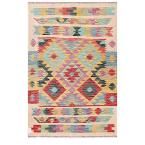 Alfombra Kilim de Maimana, Afganistán, 188 x 127 cm, Juego de Alfombras Tradicionales Afganas - Product Image 1