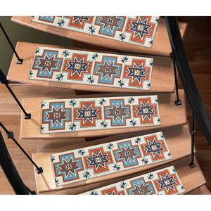 Tapis imprimé à motif géométrique orange, design Kilim pour marches d'escalier, Gobelin - Product Image 1