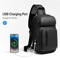 Sac bandoulière homme en gros d'usine avec port de chargement USB, multiples poches, compartiment pour tablette 9,7 pouces et PVC résistant à l'eau