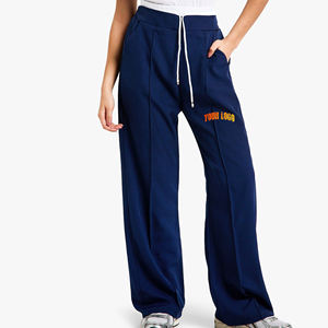 Pantalon d'hiver à jambes larges de haute qualité pour femmes-Pantalon utilitaire taille haute avec logo de taille personnalisable avec boutons - Product Image 1